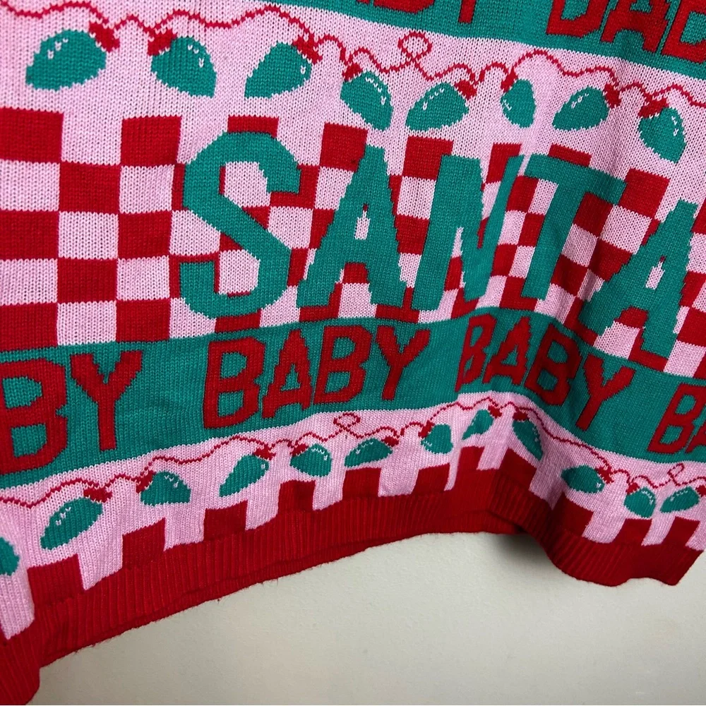 Santa Baby pink and red checkered Christmas sweater by Grayson Threads size: XL - Picture 4 of 9